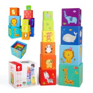 Medinė mokomoji dėžučių piramidė „Magic Box Blocks“