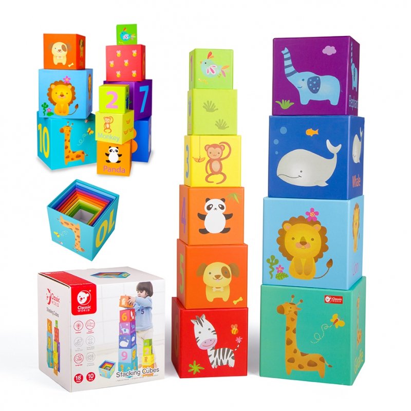Medinė mokomoji dėžučių piramidė „Magic Box Blocks“