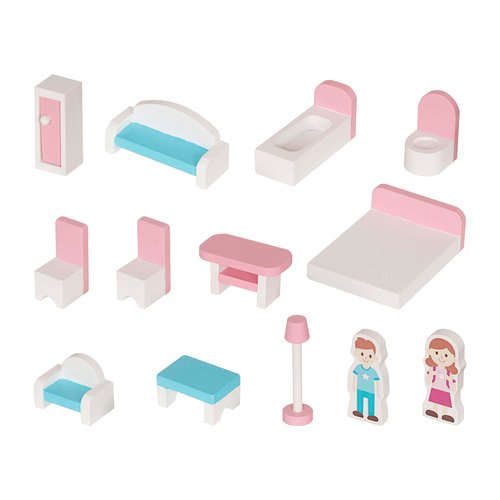 Didelis medinis lėlių namas su LED apšvietimu ir baldais - Image 4