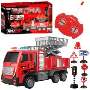 Nuotoliniu būdu valdomas gaisrinės automobilis su keltuvu