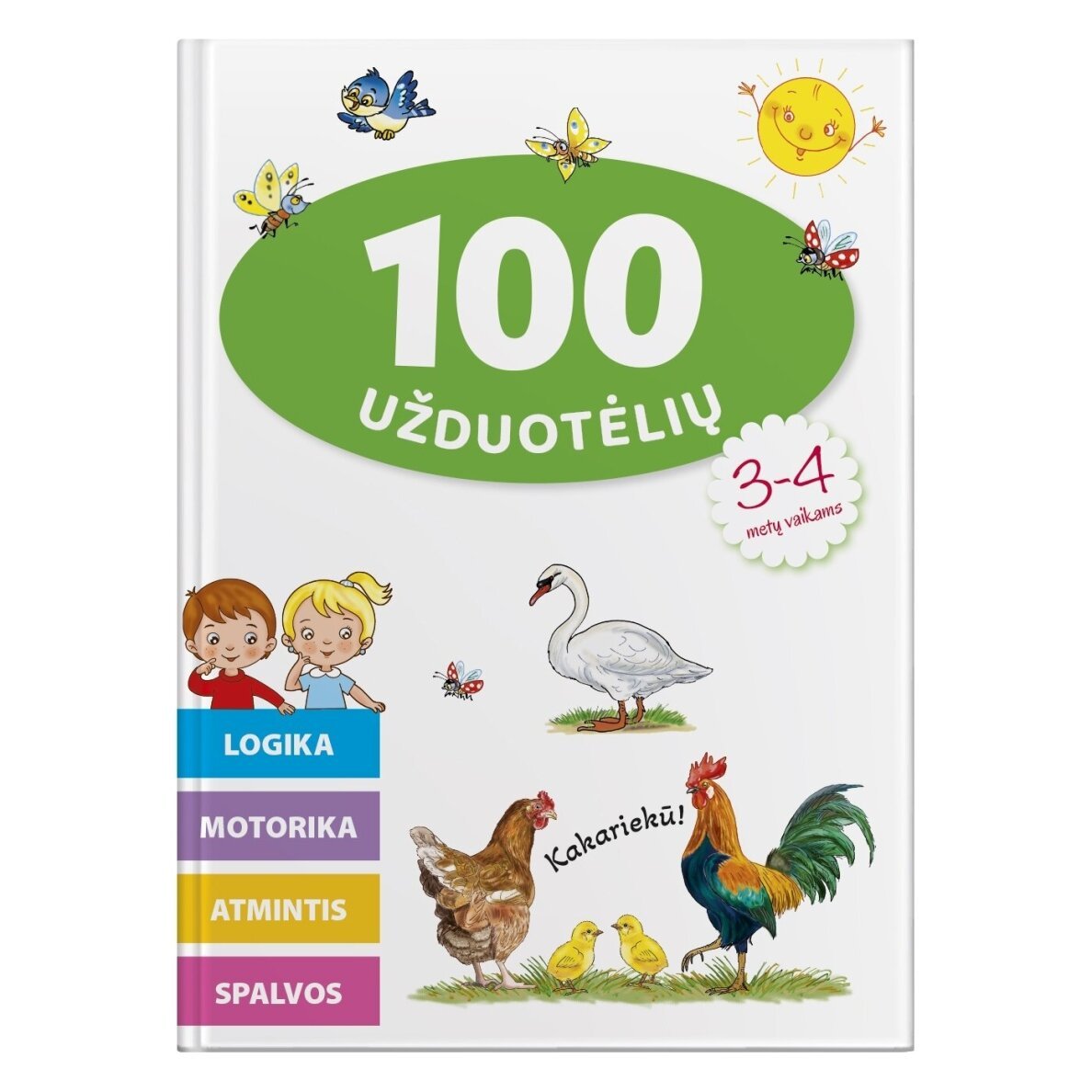 100 užduotėlių 3–4 metų vaikams. Logika, motorika, atmintis, spalvos