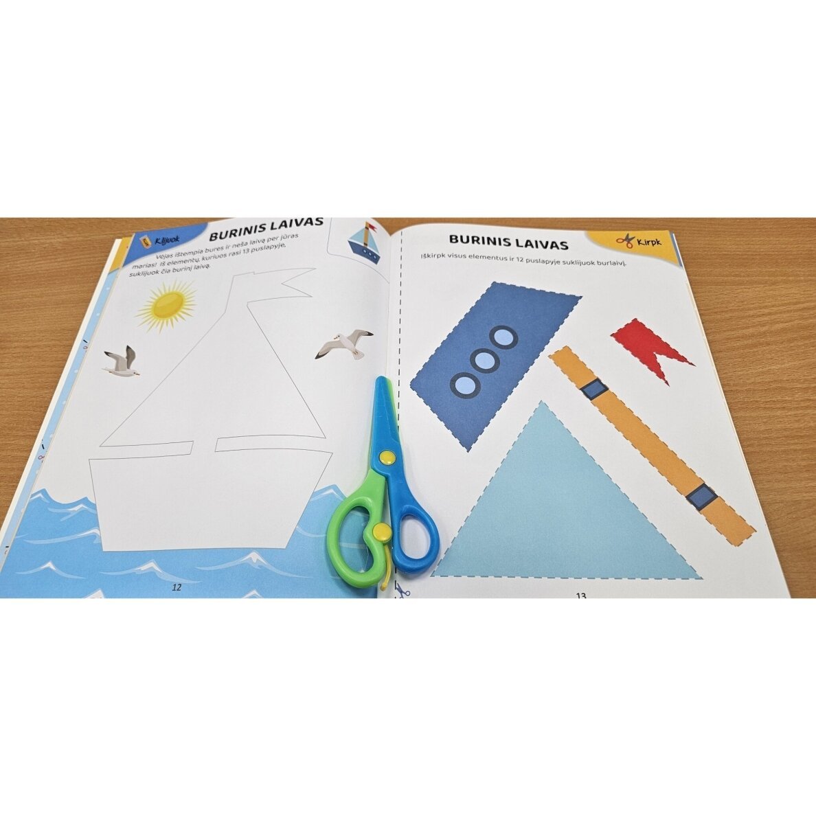 Kerpu ir klijuoju. 4–5 metų vaikams. Su žirklutėmis