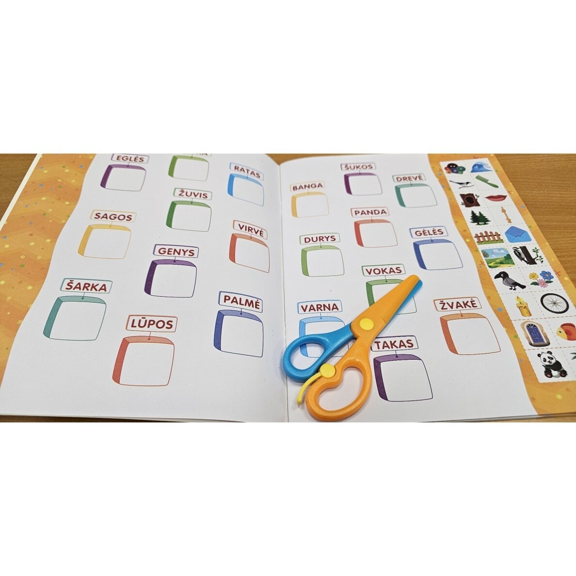 Mokausi kirpti ir sudėti žodžius 5-6 metų vaikams. Su žirklutėmis - Image 2