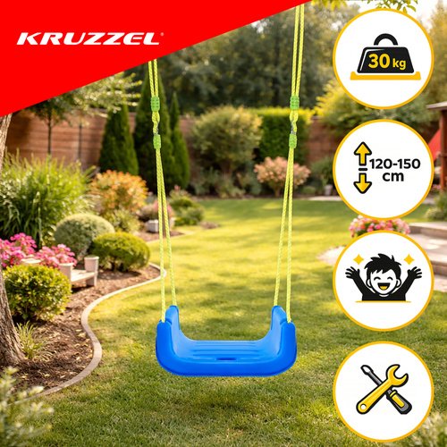 Vaikiškos sūpynės KRUZZEL 3in1, žaliai mėlynos – su apsaugomis, iki 30 kg