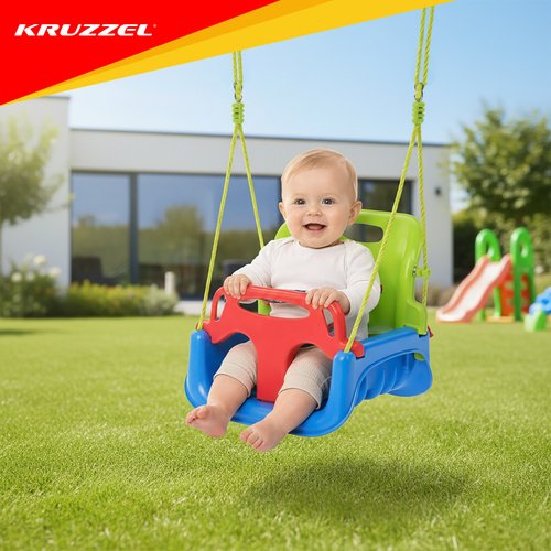 Vaikiškos sūpynės 3in1, žaliai mėlynos - Image 8