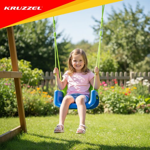 Vaikiškos sūpynės 3in1, žaliai mėlynos - Image 7