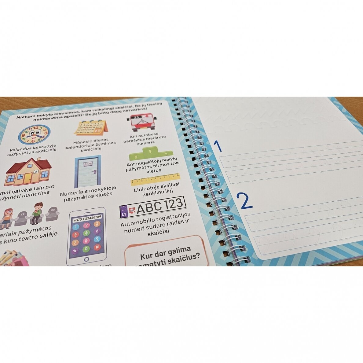 Lengva rašyti skaičius. Įspausti grioveliai rašyti. Išnykstančio rašalo tušinukas su laikikliu + širdelės. Daugkartinio naudojimo pratybos 4-6 metų vaikams - Image 5