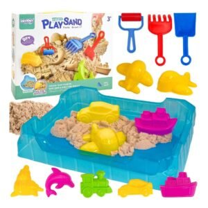Kinetinio smėlio rinkinys vaikams 0,5 kg su staliuku ir formelėmis