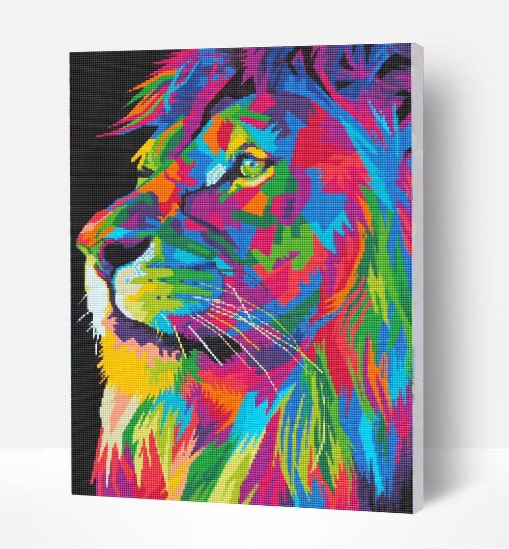 Deimantinė dėlionė vaikams „Liūtas“ 30 × 40 cm