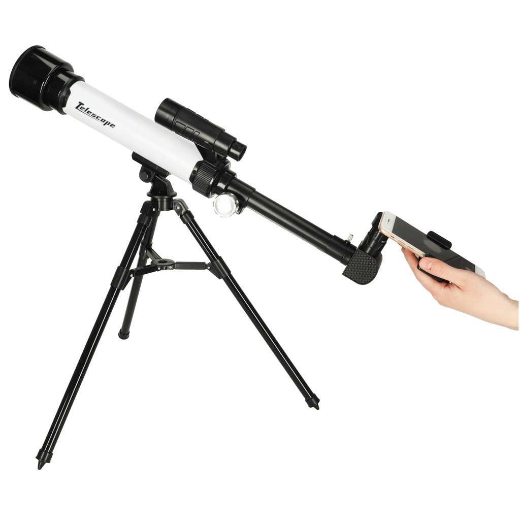 Vaikiškas astronominis teleskopas su trikoju
