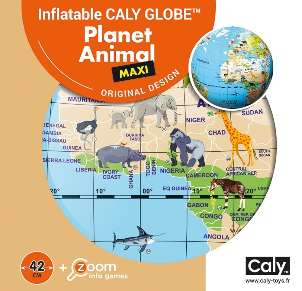 CALY pripučiamas gaublys-kamuolys „Pasaulio gyvūnai“, 42 cm - Image 2