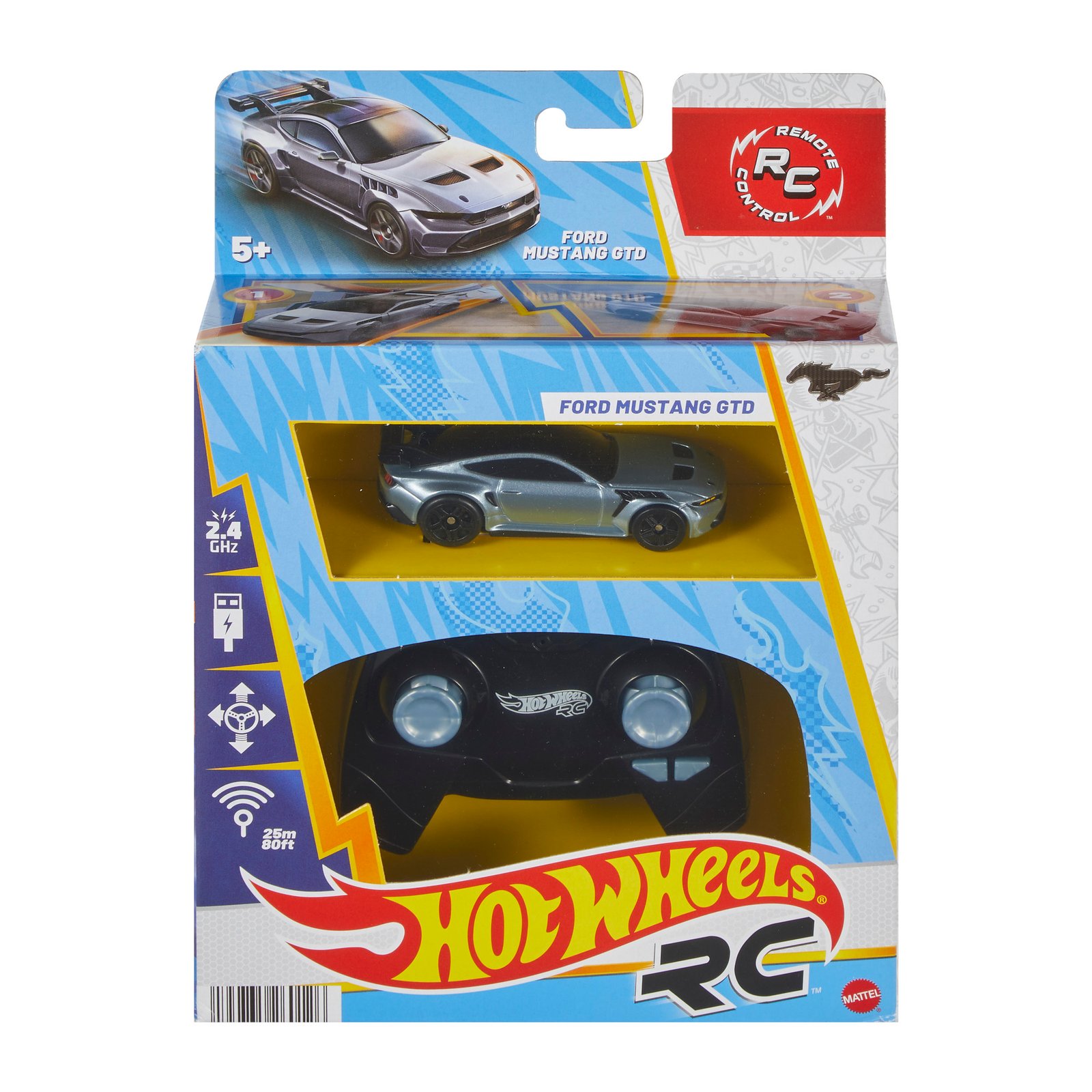 Hot Wheels RC Ford Mustang GTD pakuotė su pulteliu