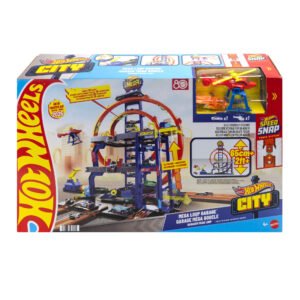 Hot Wheels garažas su kilpomis „Mega“ – Hot Wheels City pakuotė