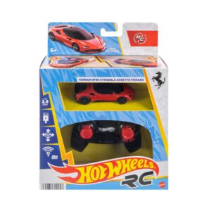 Hot Wheels RC Ferrari SF90 Stradale Assetto Fiorano – pakuotė su raudonu automodeliuku ir pulteliu