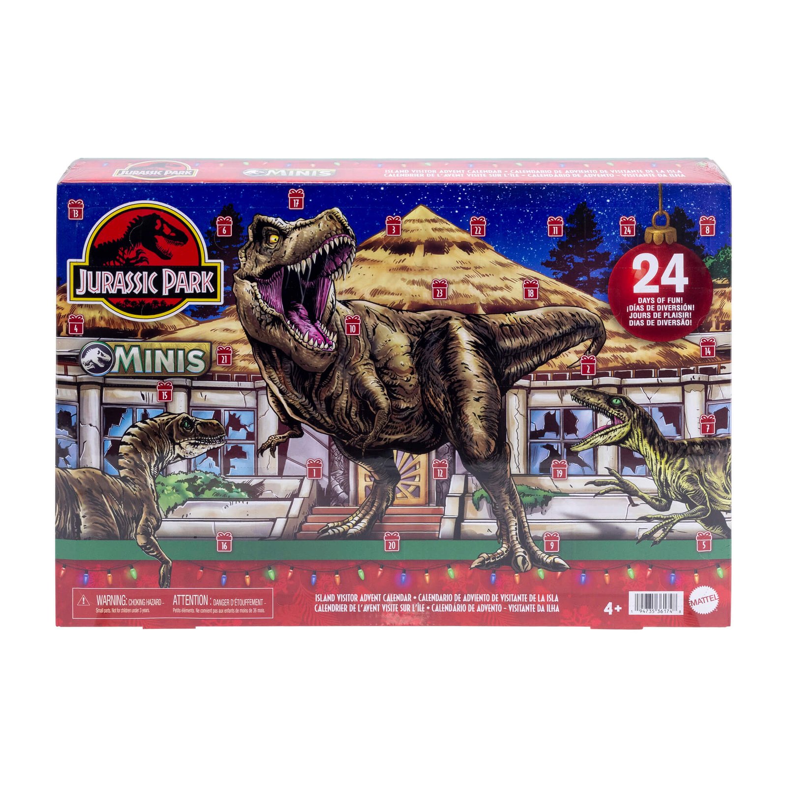 Jurassic Park Minis advento kalendoriaus pakuotės priekis