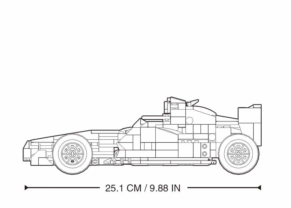 Lenktyninio automobilio šoninis brėžinys – ilgis 25,1 cm