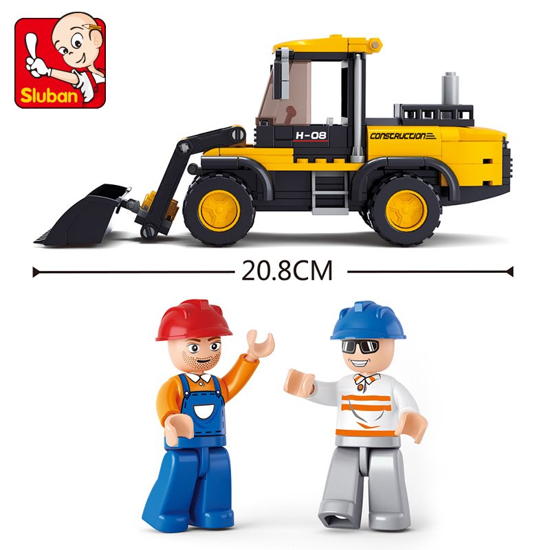 Krautuvas iš šono, 20,8 cm ilgio, ir dvi darbininkų figūrėlės