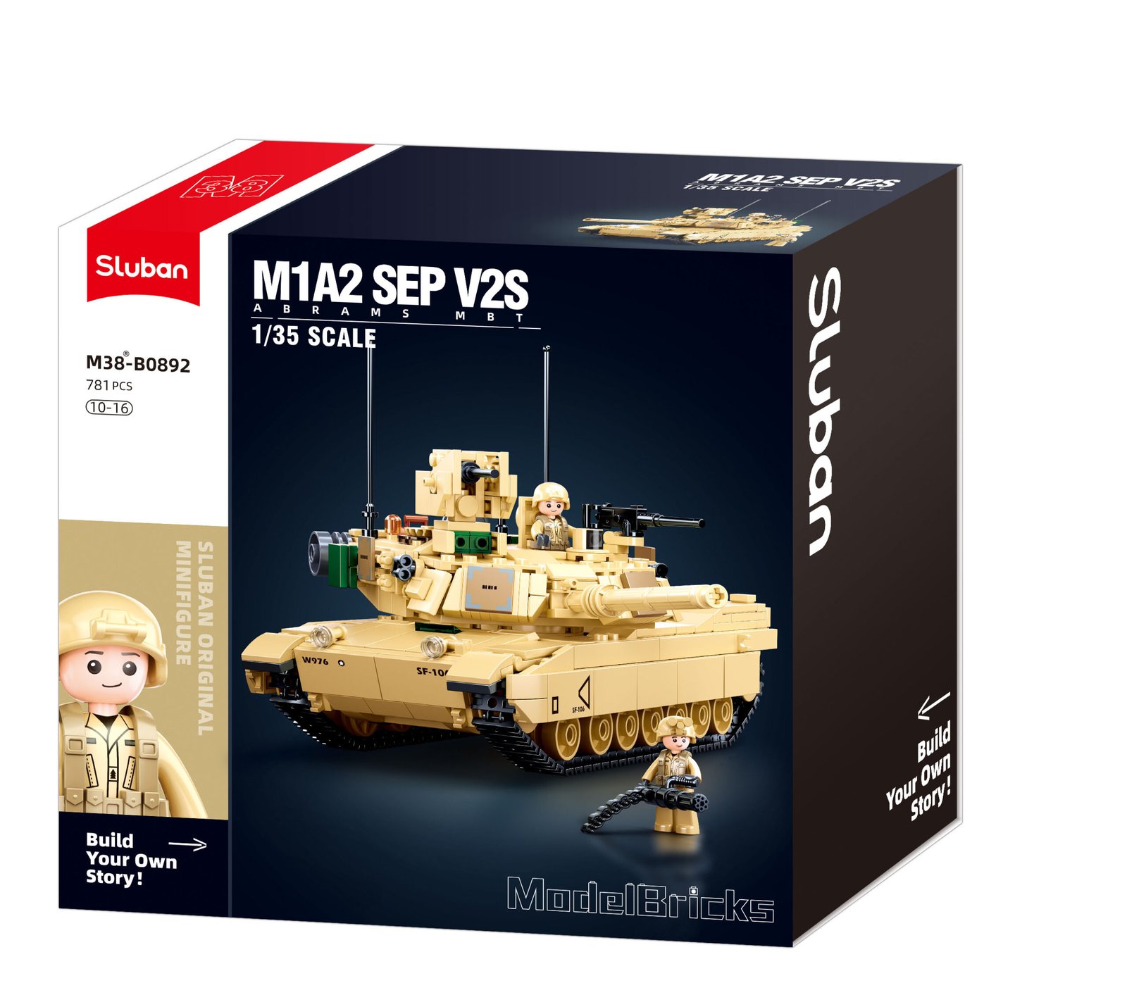 Sluban konstruktorius tankas „M1A2 SEP V2 Abrams“ – „Model Bricks“ pakuotė, mastelis 1:35