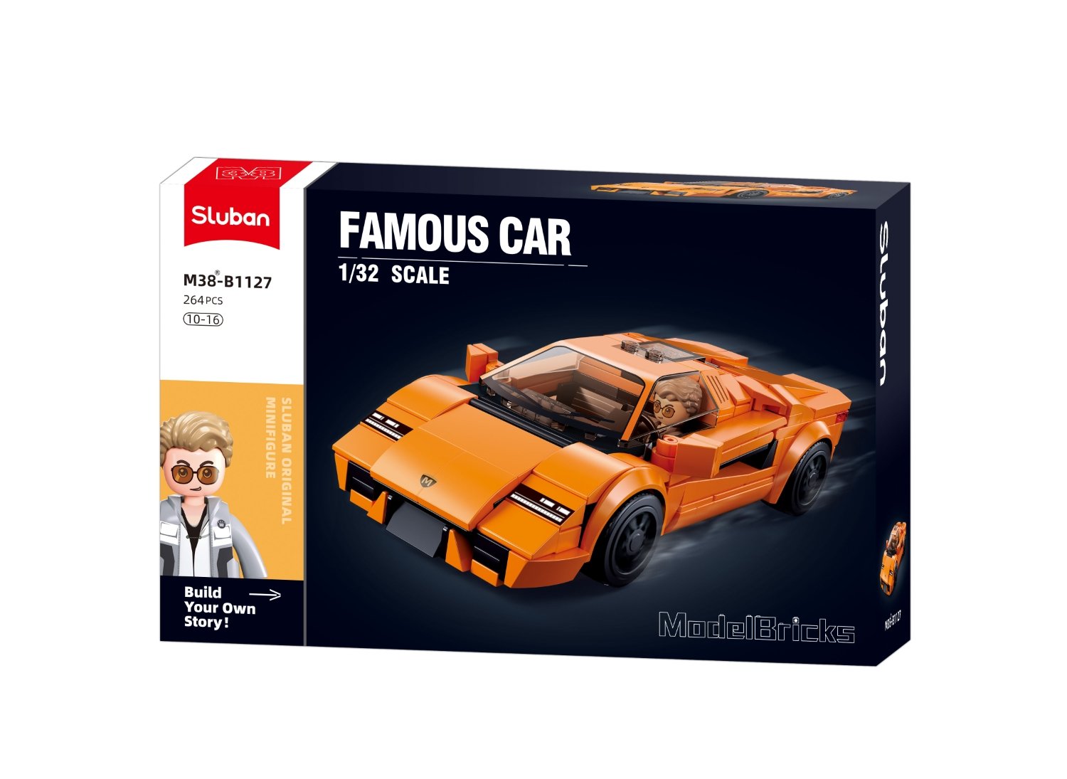 Sportinio automobilio konstruktorius Sluban Model Bricks – pakuotė, 264 detalės, 1:32
