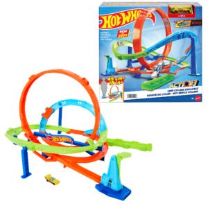 Hot Wheels kilpų trasa „Ekstremalios kilpos“ – surinkta trasa ir pakuotė