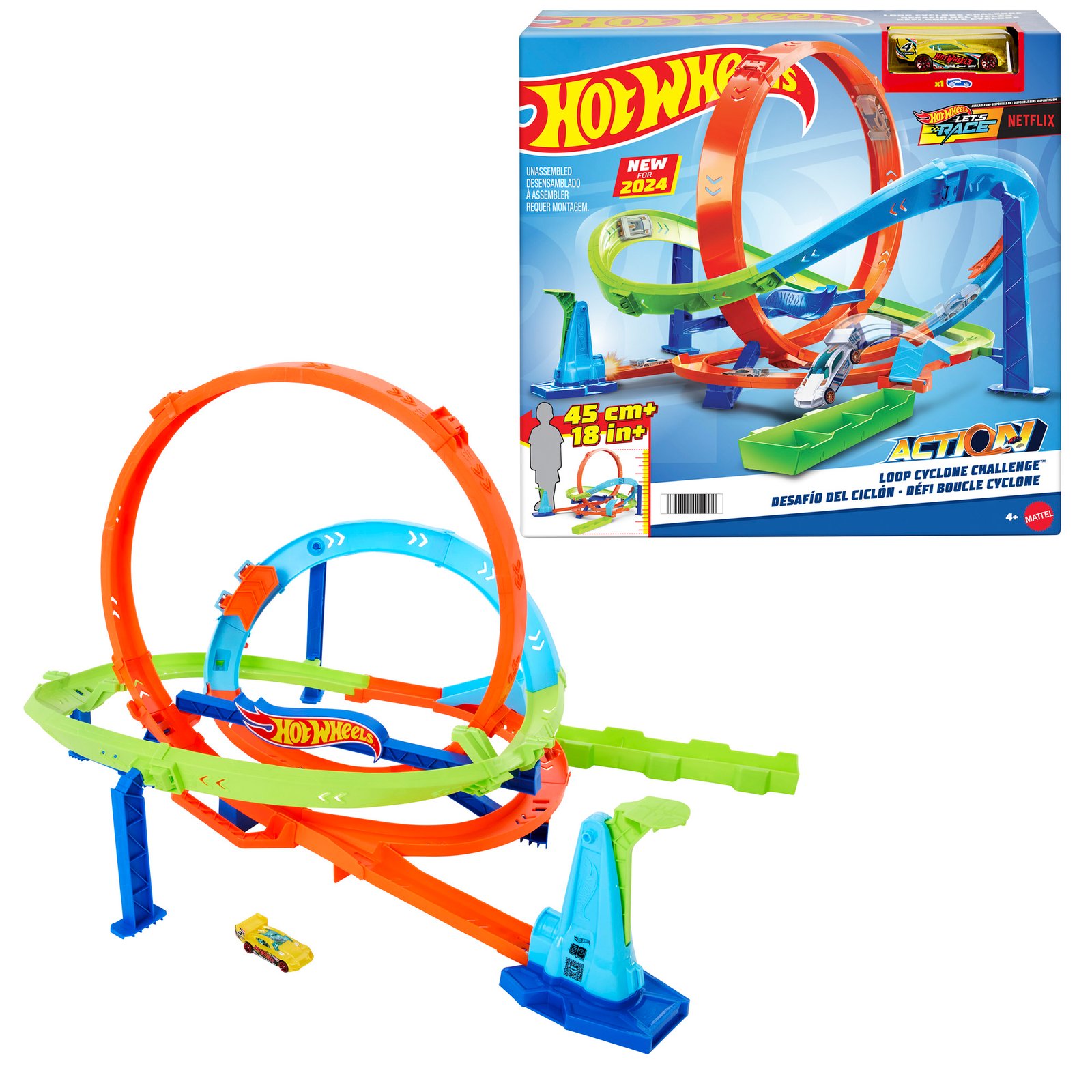 Hot Wheels kilpų trasa „Ekstremalios kilpos“ – surinkta trasa ir pakuotė