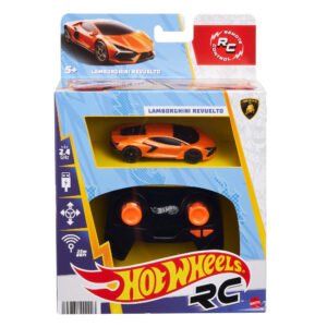 Hot Wheels RC Lamborghini Revuelto – pakuotė su oranžiniu automodeliuku ir pulteliu
