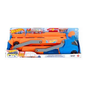 Hot Wheels transporteris „Greitis mieste“ – Hot Wheels City Speed Track Transporter pakuotė su automodeliuku