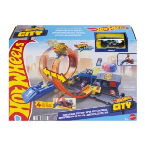 Hot Wheels policijos stotis – Hot Wheels City „Super policijos stotis“ pakuotė su policijos automodeliuku