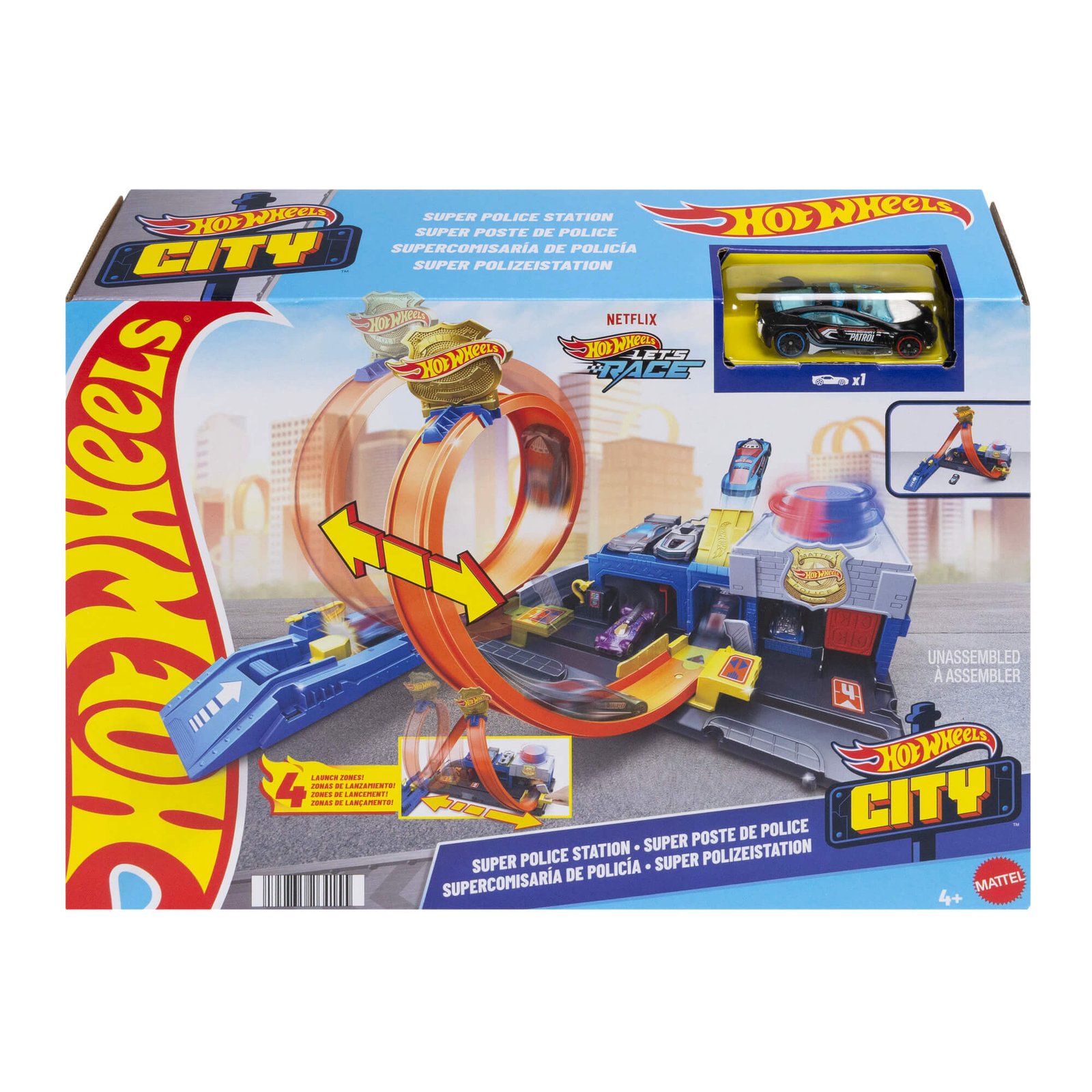 Hot Wheels policijos stotis – Hot Wheels City „Super policijos stotis“ pakuotė su policijos automodeliuku