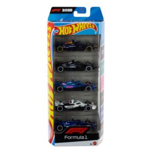 Hot Wheels F1 bolidų rinkinys – pakuotė su penkiais 2025 m. Formulės 1 bolidais