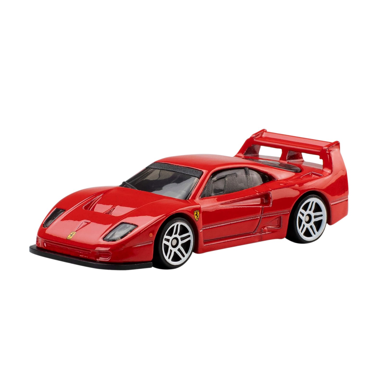 Raudonas Hot Wheels Ferrari F40 Competizione su dideliu galiniu sparnu