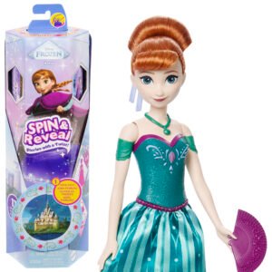 Ana Spin and Reveal siurprizas – Disney Frozen pakuotė ir Anos lėlė žalsva suknele su vėduokle