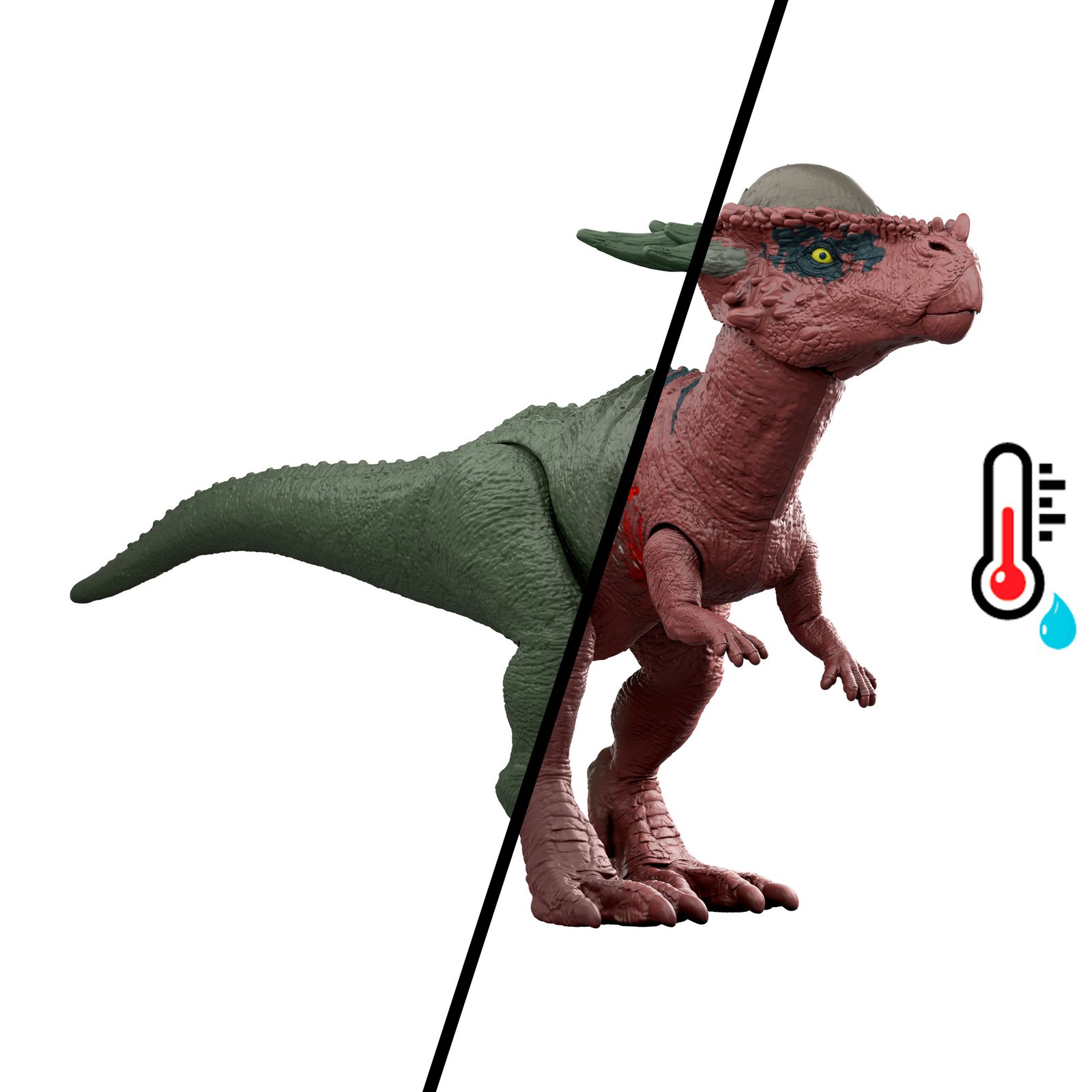 Žalias dinozauras šiltame vandenyje virsta raudonu