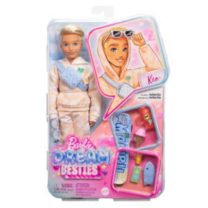 Barbie Dream Besties Kenas pakuotėje su riedlente, gertuve, ledais ir telefonu