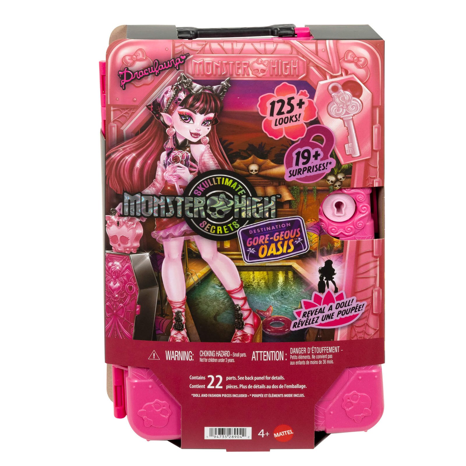 Skulltimate Secrets Draculaura rinkinys rožinėje lagamino formos pakuotėje