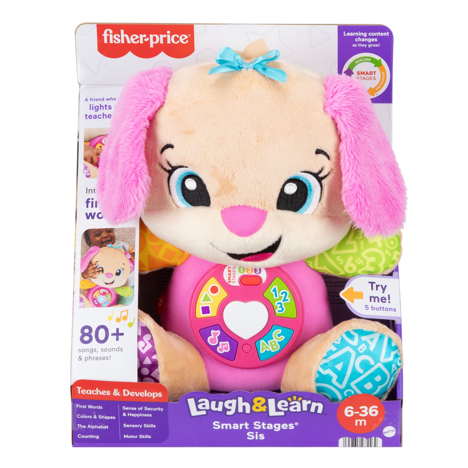 Lietuviškai kalbanti šuniuko sesutė Fisher-Price Laugh & Learn pakuotėje
