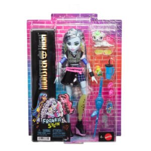 Monster High Frankie Stein lėlė su šuniuku Watzie pakuotėje