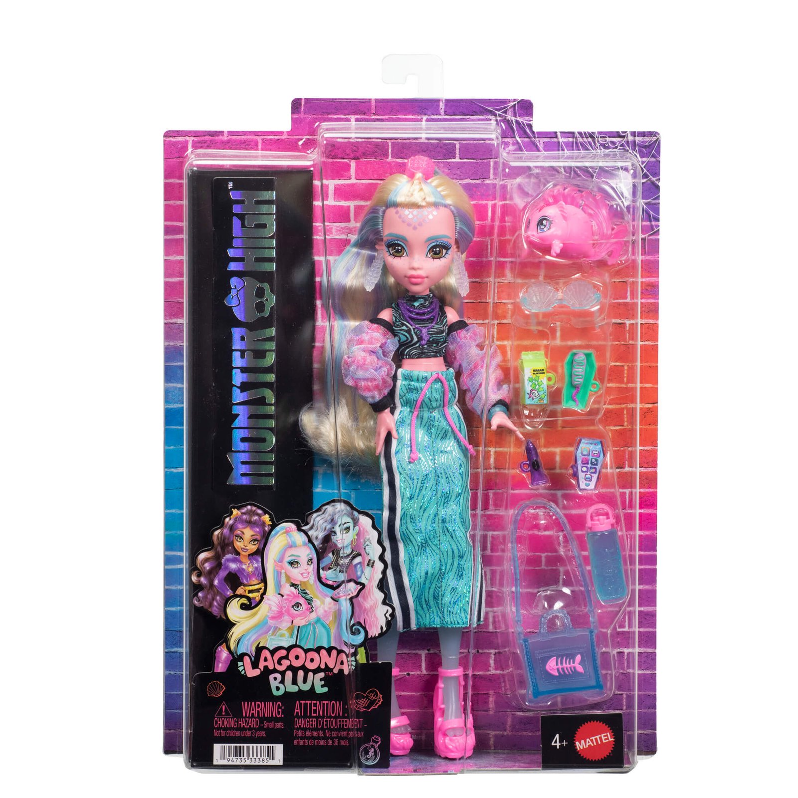 Monster High Lagoona Blue lėlė su žuvele Neptuna pakuotėje