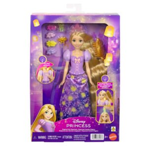 Auksaplaukė su šviečiančiais plaukais Magical Hair Rapunzel pakuotėje