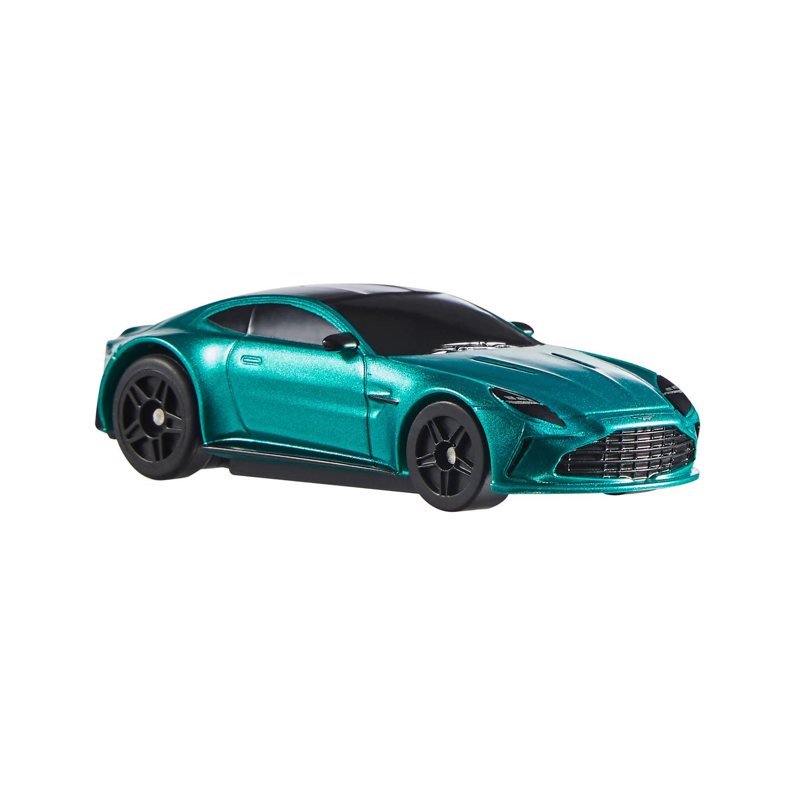 Žalias Aston Martin Vantage RC automodelis 1:64 – vaizdas iš priekio ir šono