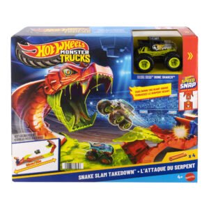 Hot Wheels trasa su gyvate „Snake Slam Takedown“ – dėžutė su išskirtiniu Bone Shaker