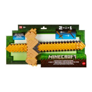 Minecraft transformuojamas kardas pakuotėje su užrašu „2 in 1“