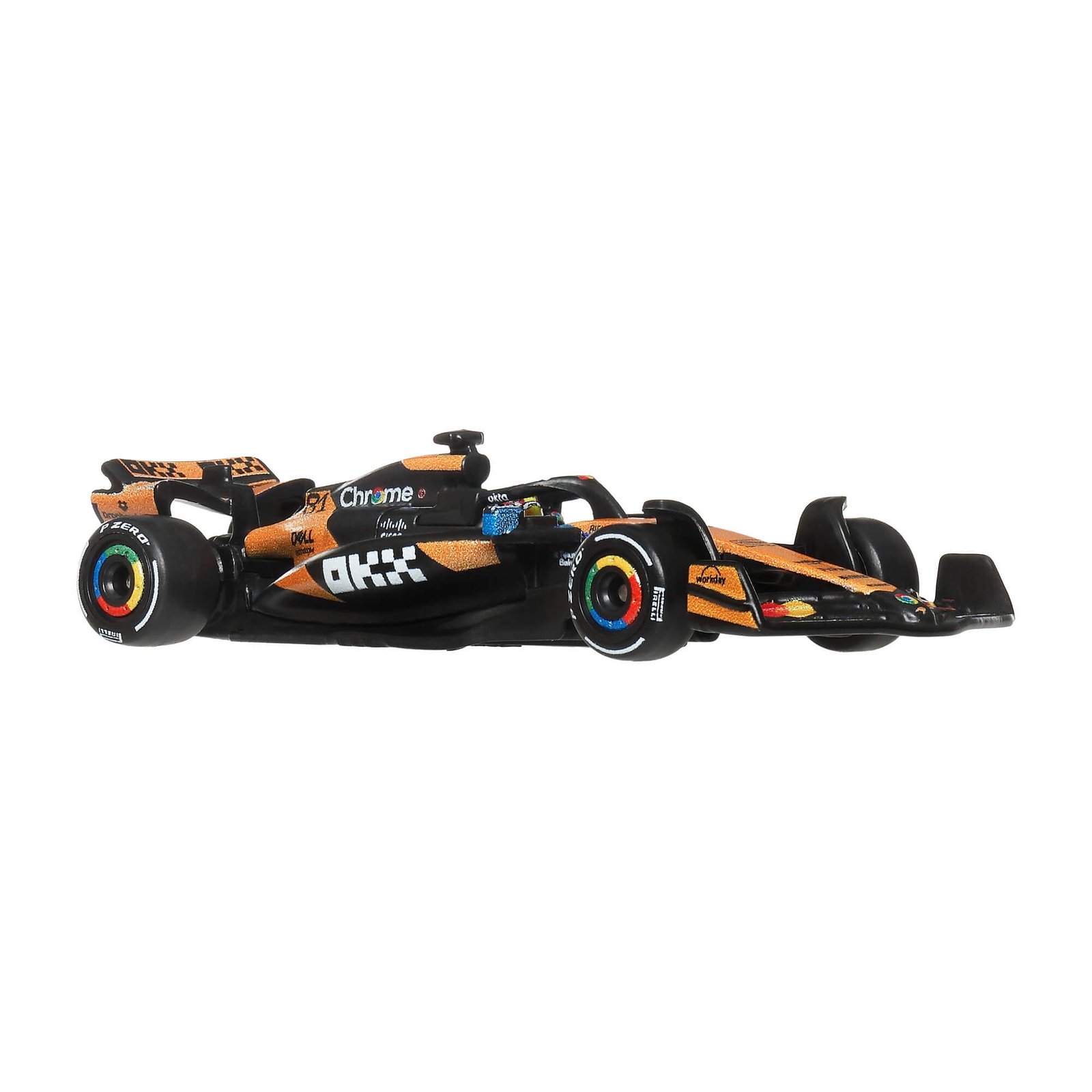 Oscaro Piastri McLaren bolidas – vaizdas iš priekio ir kito šono