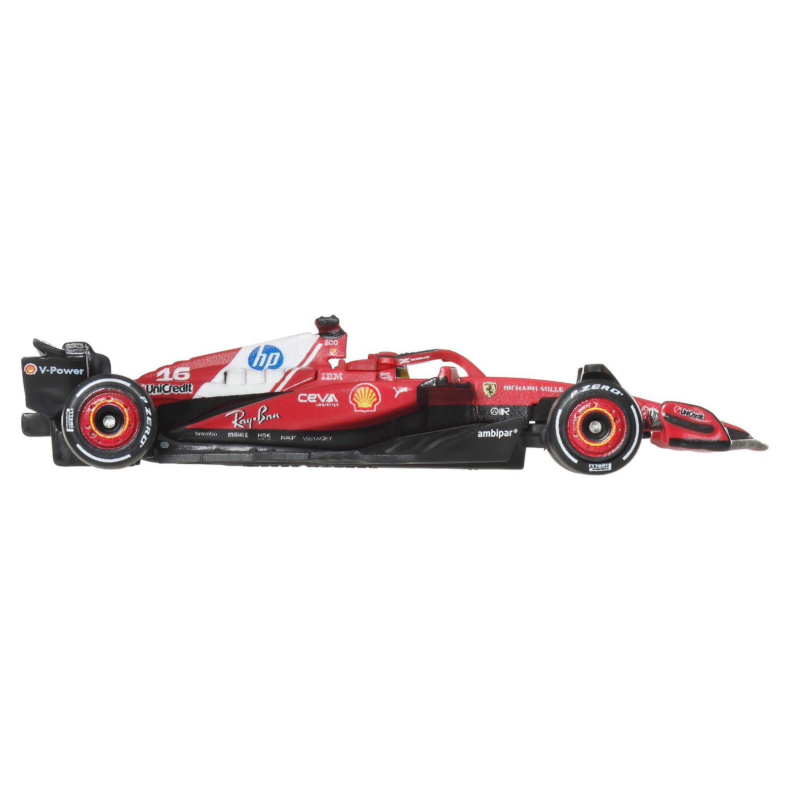 Scuderia Ferrari HP bolido #16 profilis su raudonais ratlankiais