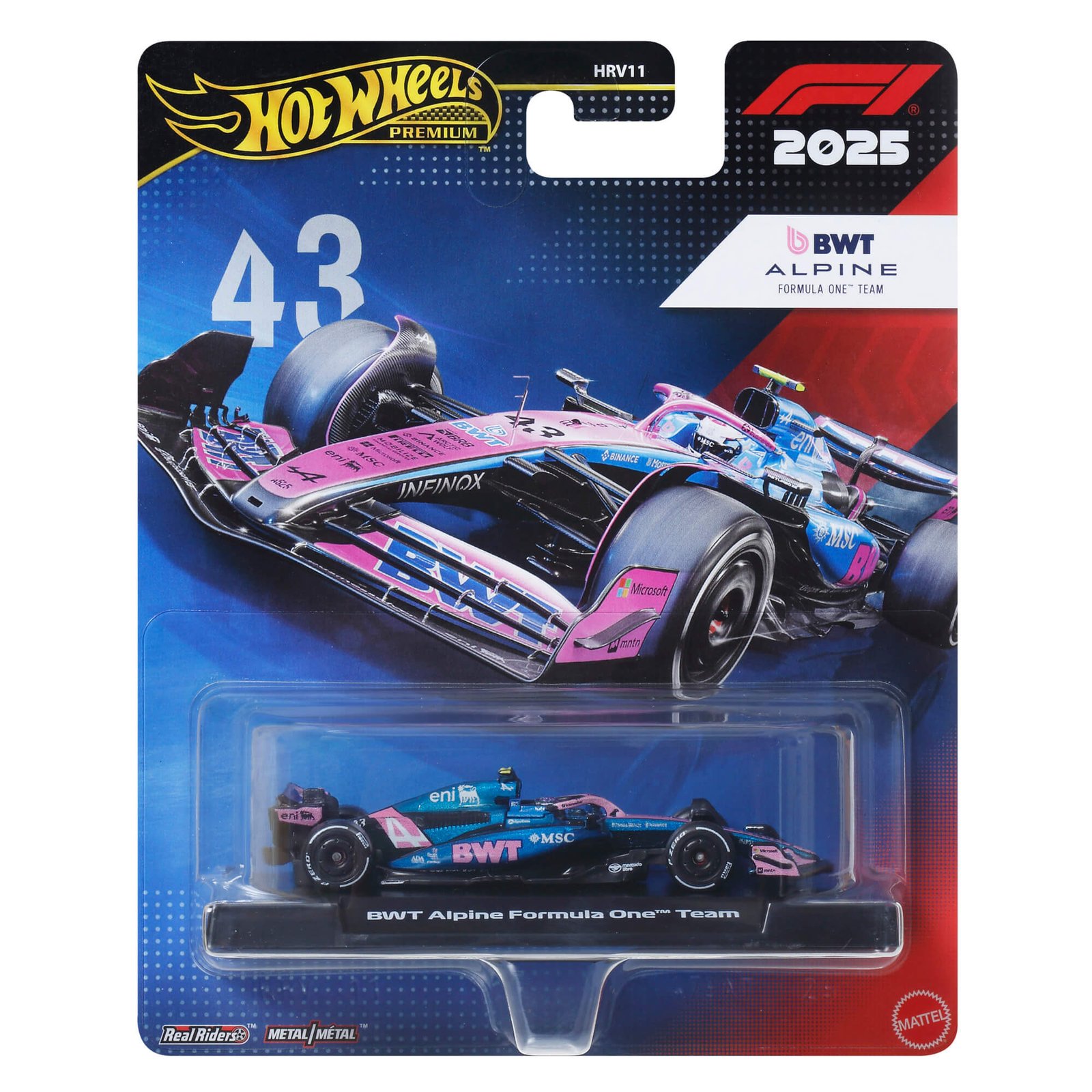 Hot Wheels Franco Colapinto bolidas – Premium kortelė su BWT Alpine #43 modeliu