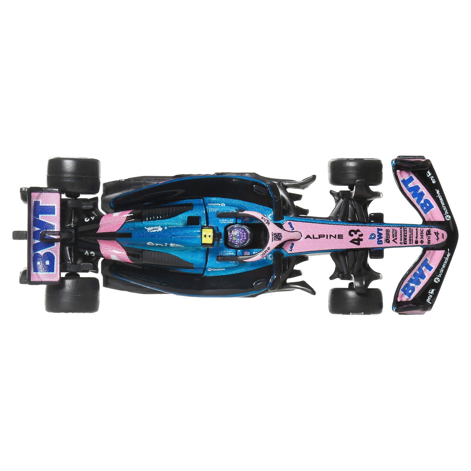 Alpine F1 bolidas iš viršaus – numeris 43 ant nosies