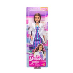 Barbie lėlė gydytoja pakuotėje „Doctor“ – su baltu chalatu ir žydru stetoskopu