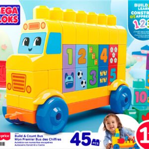 Mega Bloks skaičiavimo autobusas „Build & Count Bus“ pakuotėje, 45 detalės