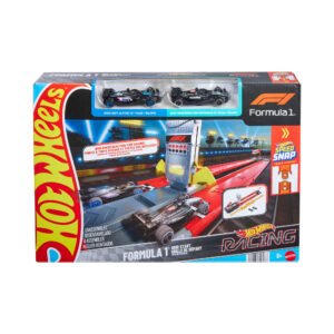 Hot Wheels F1 dvikovos trasa – „Grid Start“ pakuotė su juodais Alpine ir Mercedes bolidais