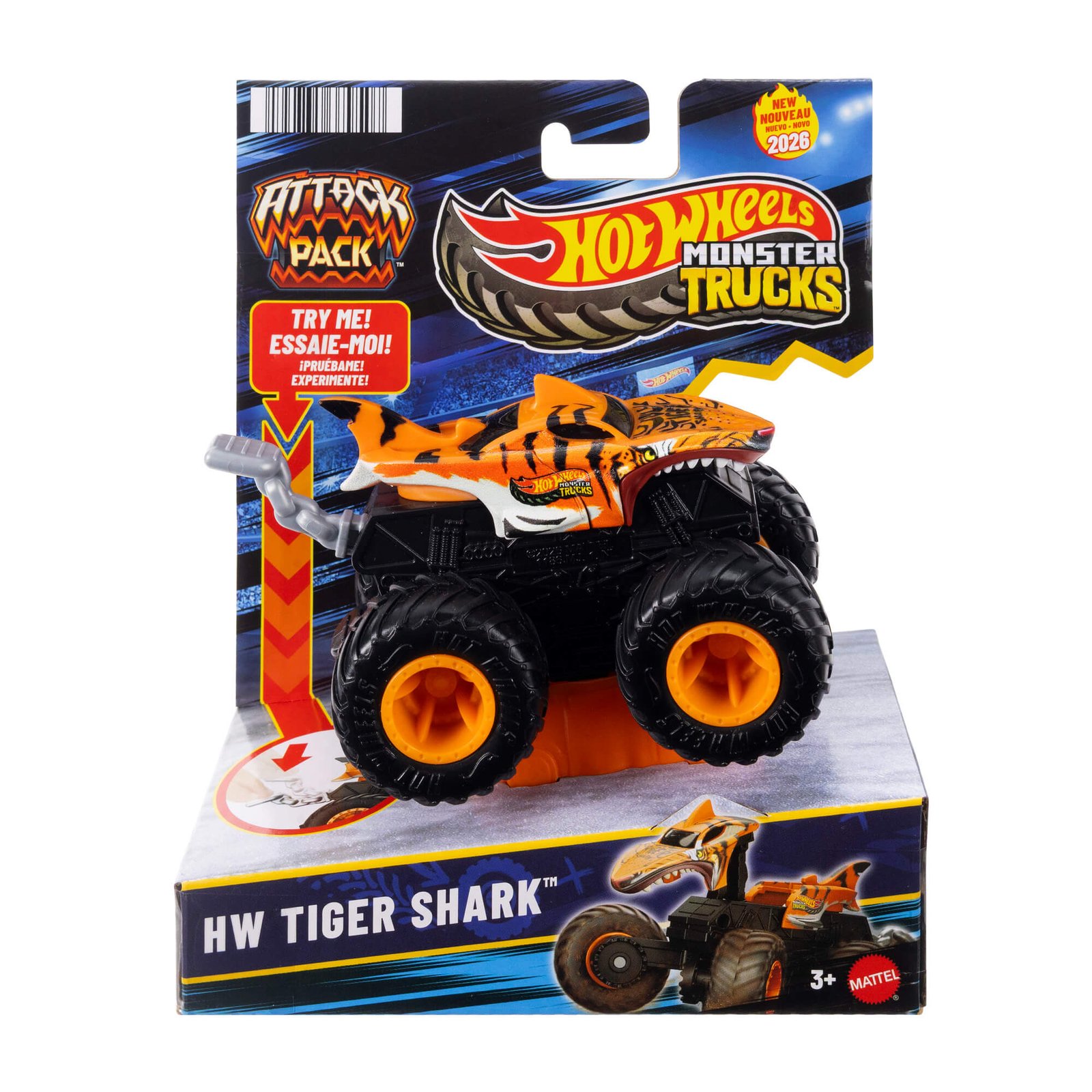 Oranžinis tigro dryžiais džipas HW Tiger Shark – Attack Pack pakuotė